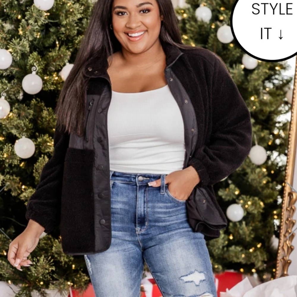 Black button up sherpa